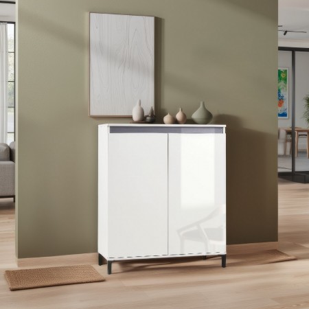 MIAMI Mobile alto 2 ante laccata colore Bianco lucido cm H110,3 L100,2 P40