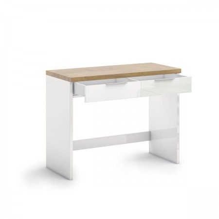 TORONTO WHITE Mobile toilette  laccata Bianco lucido top finitura Rovere cm H79,5 L104,3 P43,4