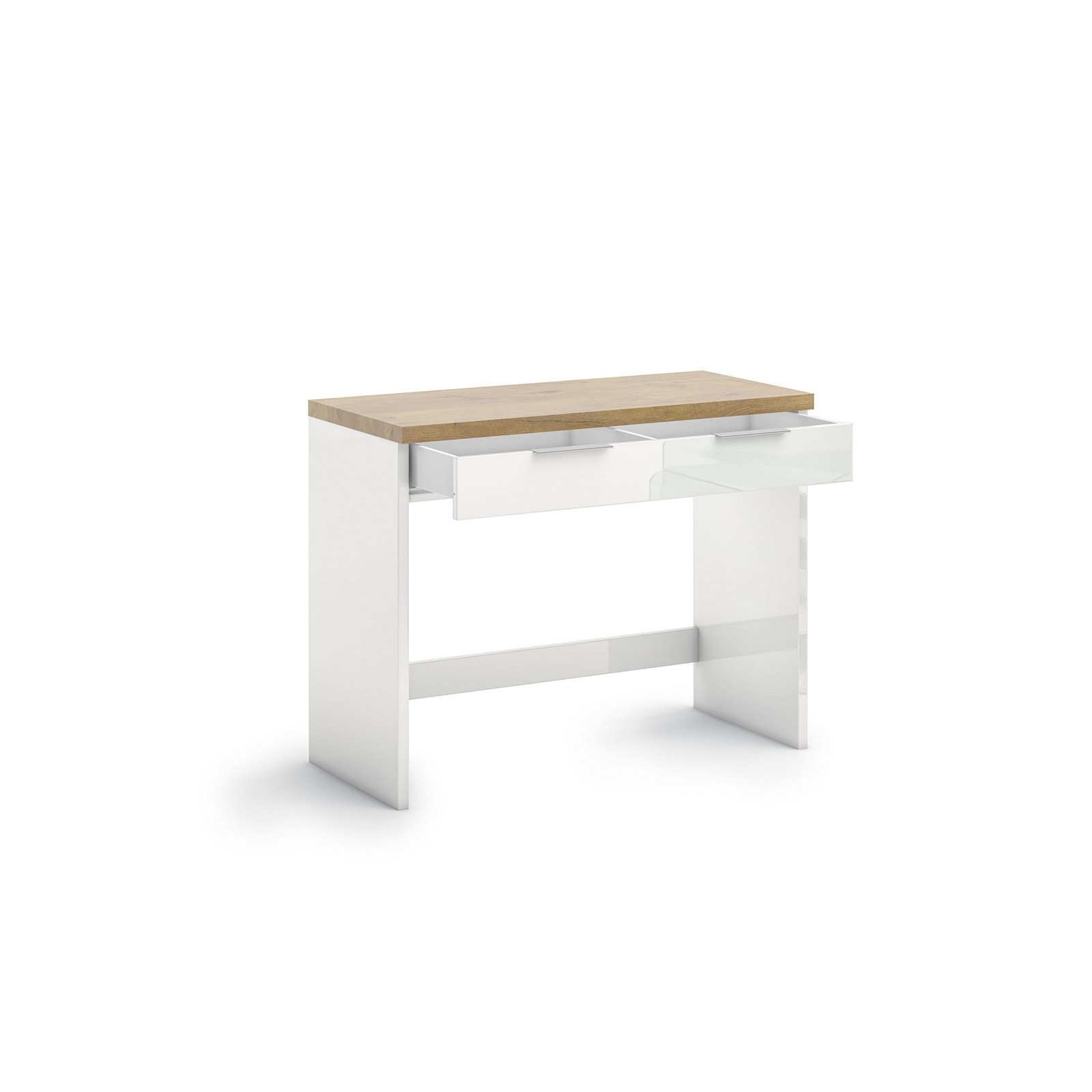 TORONTO WHITE Mobile toilette  laccata Bianco lucido top finitura Rovere cm H79,5 L104,3 P43,4