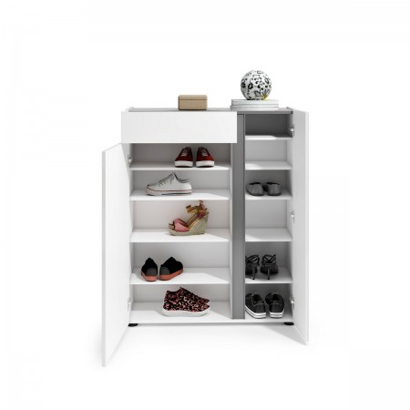 OTTAWA WHITE Scarpiera 2 ante 1 cassetto  laccata colore Bianco lucido top colore Antracite cm H115 L91 P33