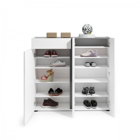 OTTAWA WHITE Scarpiera 3 ante 1 cassetto  laccata colore Bianco lucido top colore Antracite cm H115 L120 P33
