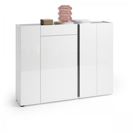 OTTAWA WHITE Scarpiera 4 ante 1 cassetto laccata colore Bianco lucido top colore Antracite cm H115 L149 P33