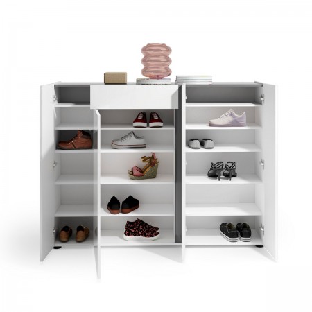 OTTAWA WHITE Scarpiera 4 ante 1 cassetto laccata colore Bianco lucido top colore Antracite cm H115 L149 P33