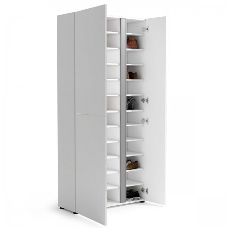 OTTAWA WHITE Scarpiera alta 3 ante  laccata colore Bianco lucido top colore Antracite cm H196 L91 P33