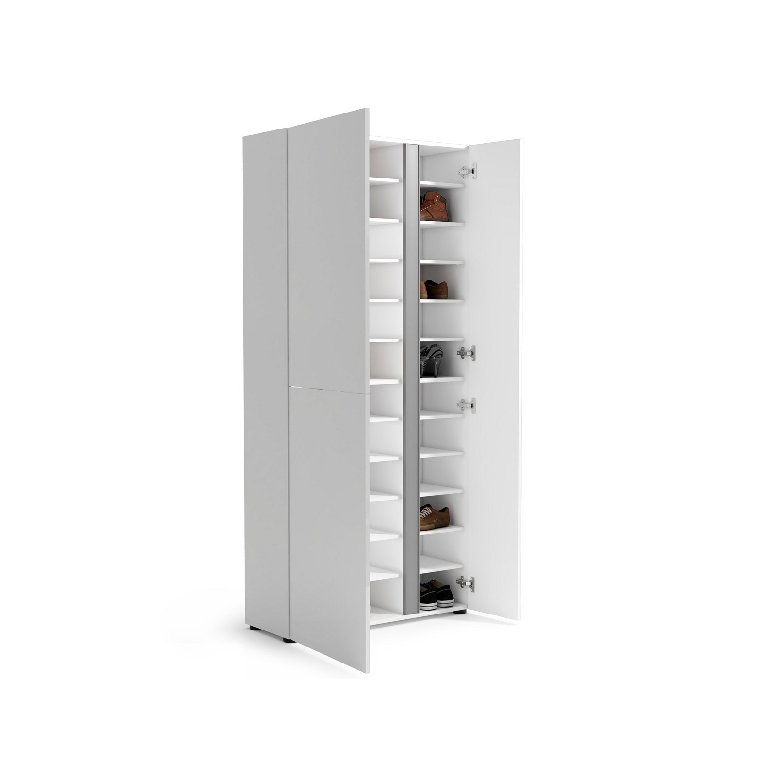 OTTAWA WHITE Scarpiera alta 3 ante  laccata colore Bianco lucido top colore Antracite cm H196 L91 P33