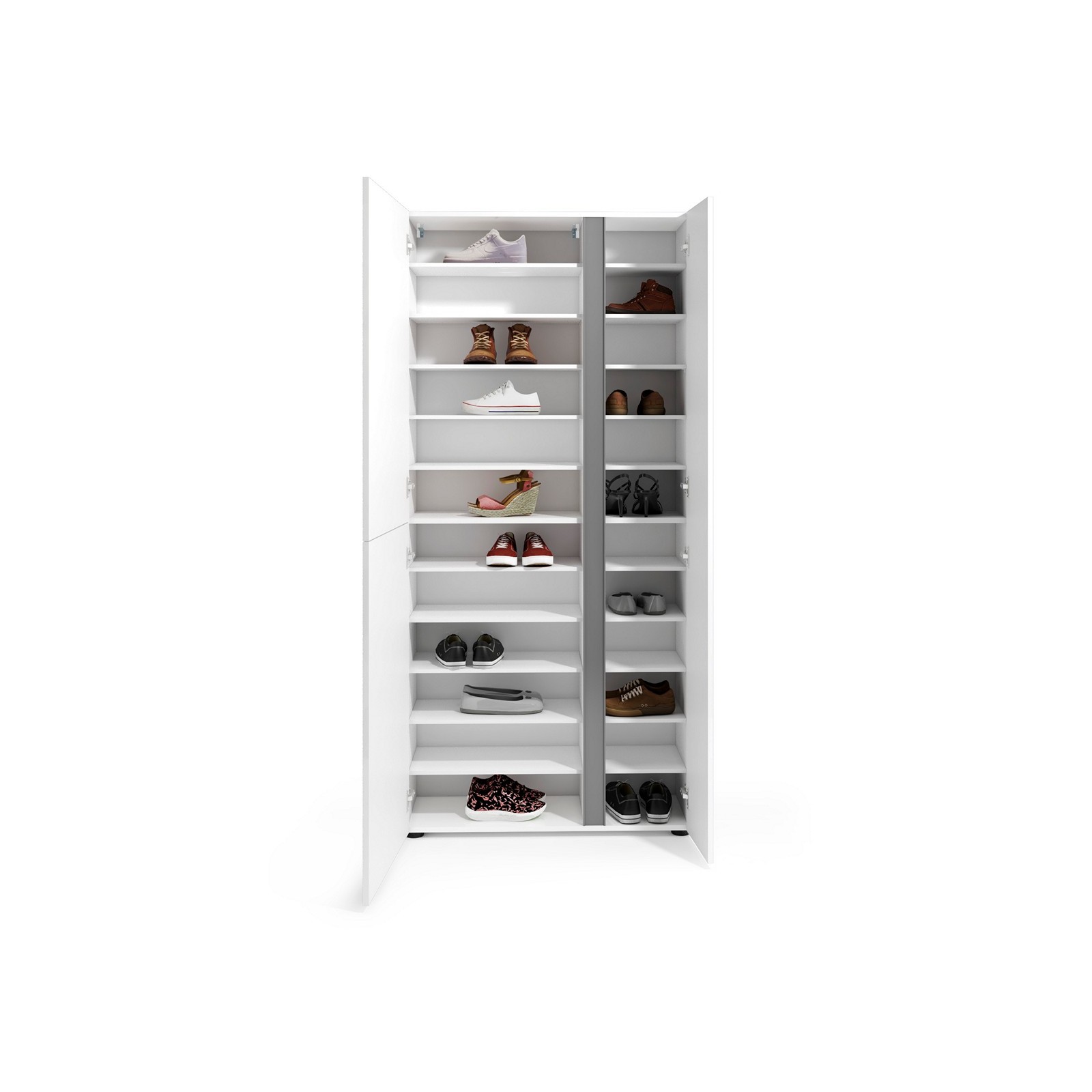 OTTAWA WHITE Scarpiera alta 3 ante  laccata colore Bianco lucido top colore Antracite cm H196 L91 P33