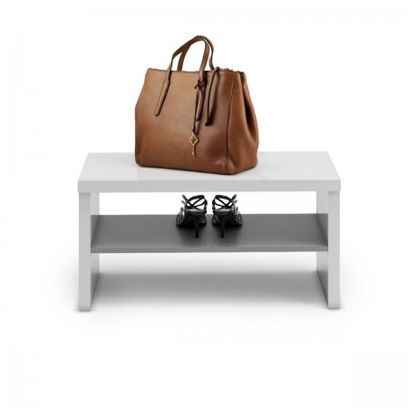 OTTAWA WHITE Panca scarpiera colore Bianco lucido e Antracite cm H40 L80 P40