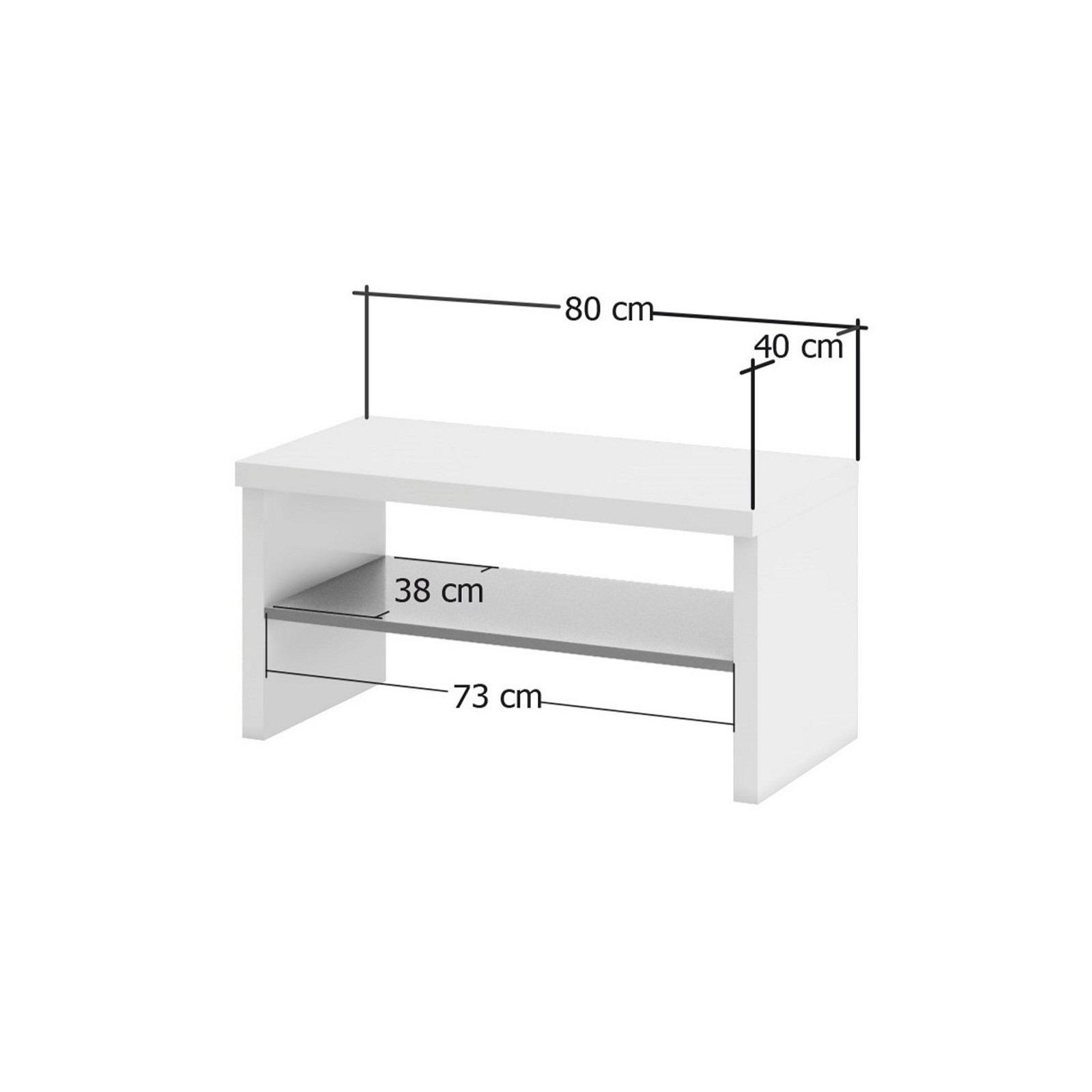 OTTAWA WHITE Panca scarpiera colore Bianco lucido e Antracite cm H40 L80 P40