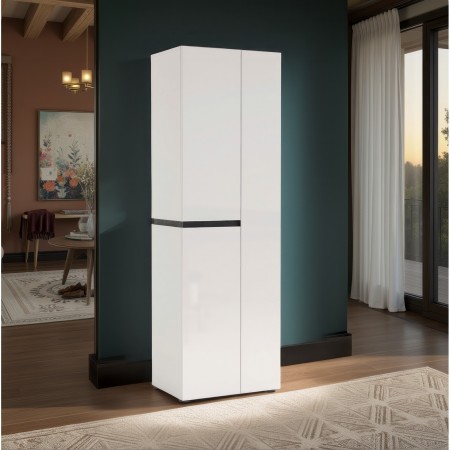BARRY Armadio guardaroba da ingresso 3 ante laccato di colore Bianco lucido cm H190 L60,5 P42,6