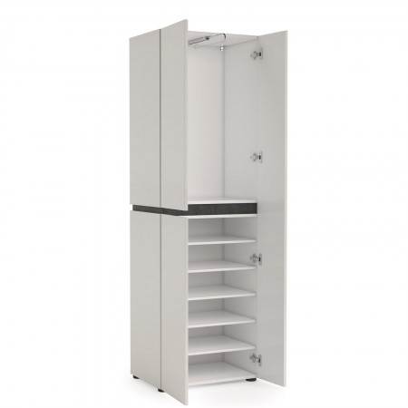 BARRY Armadio guardaroba da ingresso 3 ante laccato di colore Bianco lucido cm H190 L60,5 P42,6