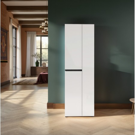 BARRY Armadio guardaroba da ingresso 3 ante laccato di colore Bianco lucido cm H190 L60,5 P42,6