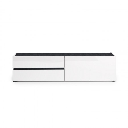 BARRY Porta TV 2 ante 2 cassetti laccato di colore Bianco lucido cm H47 L180,2 P42,6