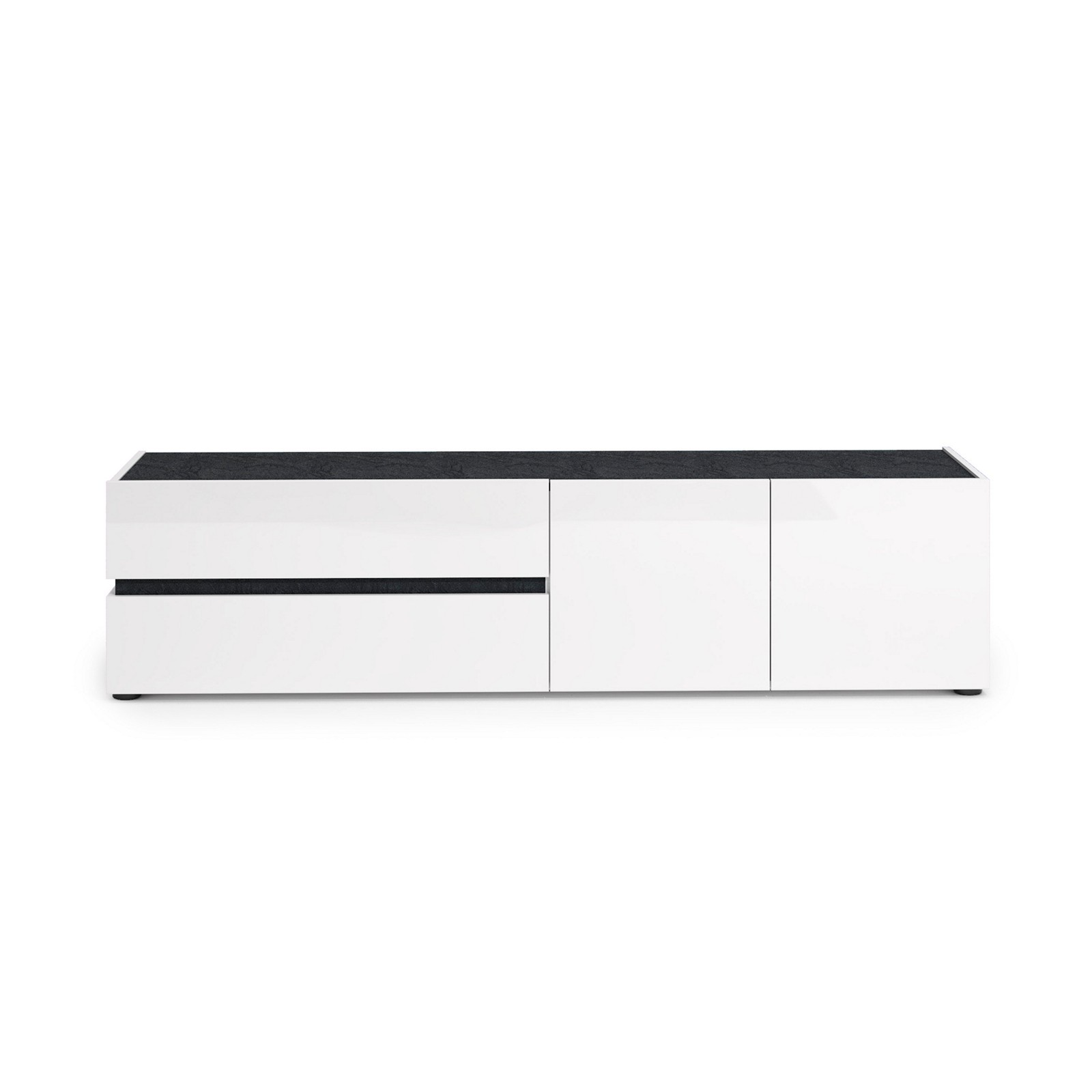 BARRY Porta TV 2 ante 2 cassetti laccato di colore Bianco lucido cm H47 L180,2 P42,6