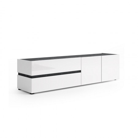 BARRY Porta TV 2 ante 2 cassetti laccato di colore Bianco lucido cm H47 L180,2 P42,6