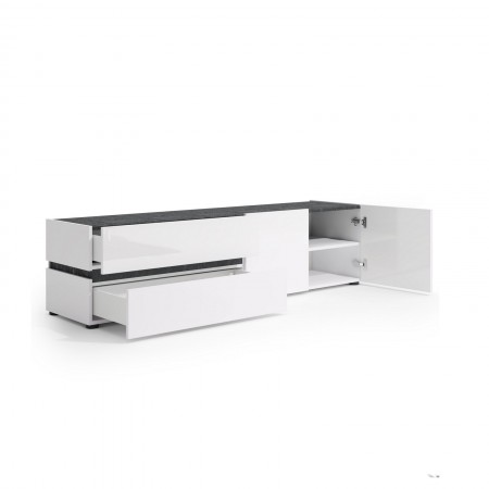 BARRY Porta TV 2 ante 2 cassetti laccato di colore Bianco lucido cm H47 L180,2 P42,6