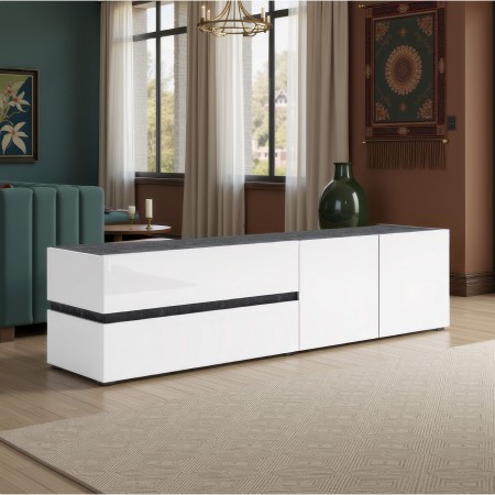 BARRY Porta TV 2 ante 2 cassetti laccato di colore Bianco lucido cm H47 L180,2 P42,6