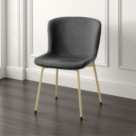 sedia BARBARA ORO TESSUTO GRIGIO tessuto Grigio metallo Champagne Oro opaco H80 L50 P60