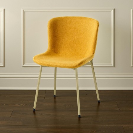 sedia BARBARA ORO TESSUTO GIALLO tessuto Giallo Senape metallo Champagne Oro opaco H80 L50 P60