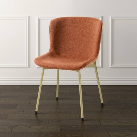 Sedia BARBARA ORO TESSUTO ROSSO tessuto Rosso Mattone metallo Champagne Oro opaco H80 L50 P60