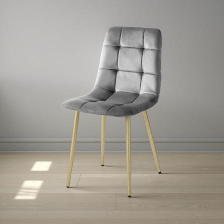 Sedia  LUCREZIA GRIGIO / ORO  velluto Grigio struttura metallo verniciato Champagne Oro opaco  cm H85 L42 P53