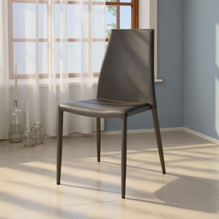 Sedia Joy Gray rivestita in Pelle Sintetica Grigia impilabile, 43x50xh87 cm