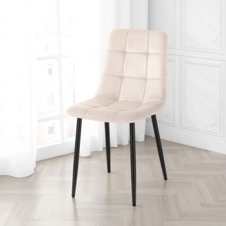 Sedia LUCREZIA PANNA tessuto effetto velluto di microfibra di colore Panna cm H85 L42 P53