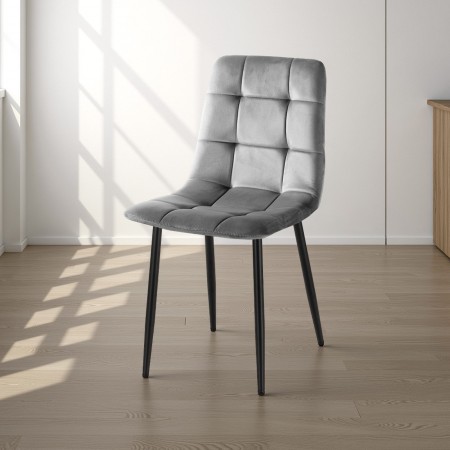 Sedia LUCREZIA GRIGIO tessuto effetto velluto di microfibra di colore Grigio cm H85 L42 P53
