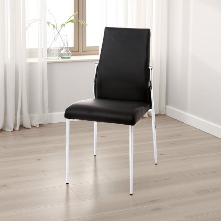 Sedia Mya Black in Pelle Sintetica Nera e Metallo Laccato 41x53xh85 cm