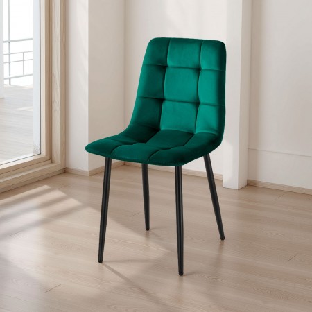 Sedia LUCREZIA VERDE tessuto effetto velluto di microfibra di colore Verde Scuro cm H85 L42 P53