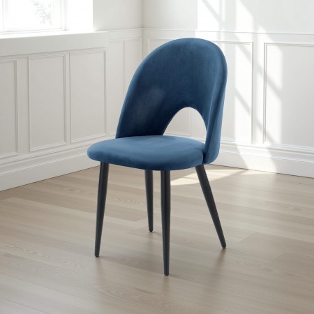 Sedia POPPY BLUE in tessuto effetto velluto Blu cm H87 L48 P54