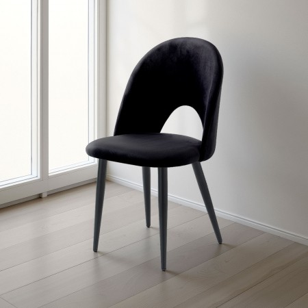 Sedia POPPY NERA velluto Nero struttura metallo Nero opaco cm H87 L48 P54