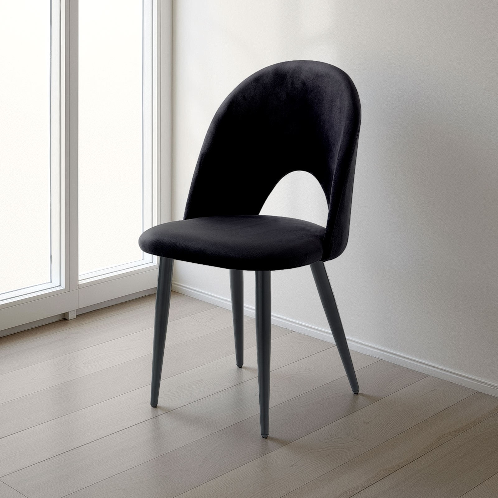 Sedia POPPY NERA velluto Nero struttura metallo Nero opaco cm H87 L48 P54