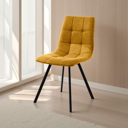 Sedia imbottita NEW UNITY GIALLO SENAPE gambe acciaio Nero opaco cm L46 P56 H85