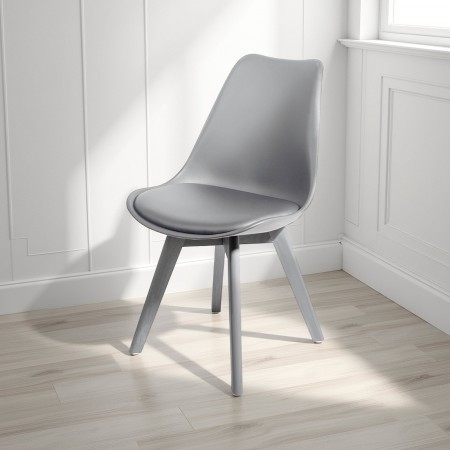 Sedia Imbottita Diamon Evo Grey in pelle sintetica Grigia e polipropilene Grigio opaco, 49x54xh81 cm