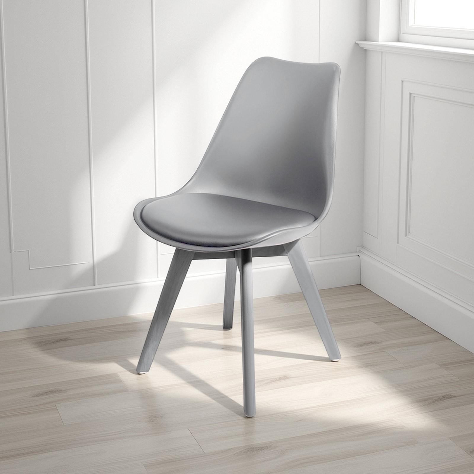 Sedia Imbottita Diamon Evo Grey in pelle sintetica Grigia e polipropilene Grigio opaco, 49x54xh81 cm