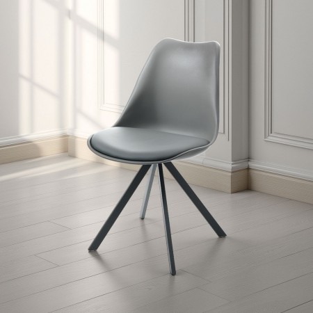 Sedia Diamond Slim Grey in pelle sintetica e polipropilene con gambe in acciaio Grigia opaco, 48x58xh82 cm