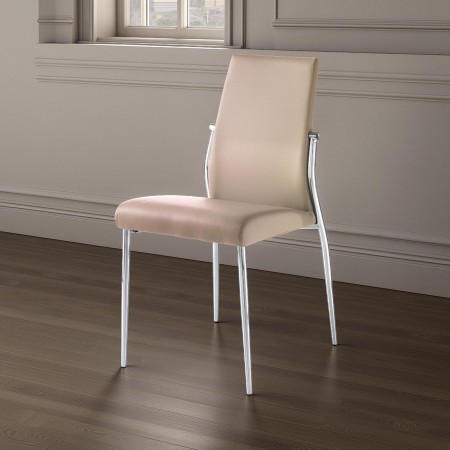 Sedia Mya in Pelle Sintetica Tortora e Metallo Laccato 41x53xh85 cm