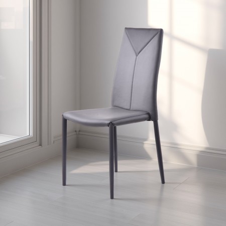 Sedia Destiny Grey in pelle sintetica Grigia Impilabile, 43x54xh96 cm