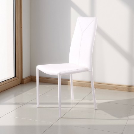 Sedia Destiny White in pelle sintetica Bianca Impilabile, 43x54xh96 cm