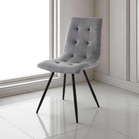 Sedia Imbottita Unity in tessuto Grigio e metallo Nero opaco, 46x57xh88 cm