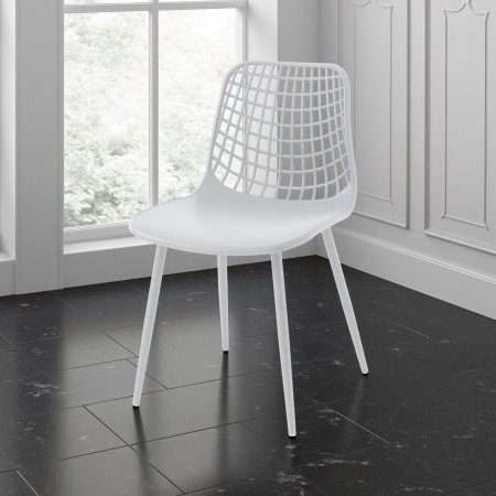 Sedia da Interno / Esterno Lauren White in polipropilene e acciaio Bianca opaco, 46x55xh80 cm