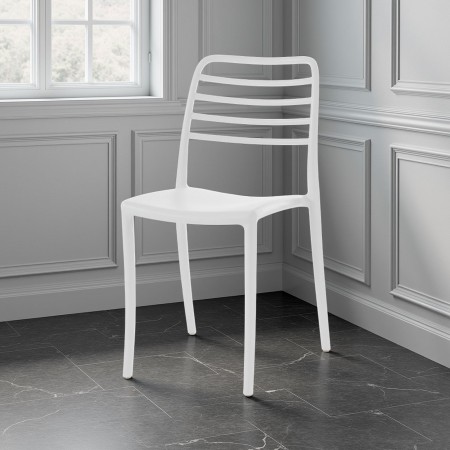 Sedia da Interno / Esterno Anna White in polipropilene Bianca opaco impilabile, 45x53.5xh83 cm