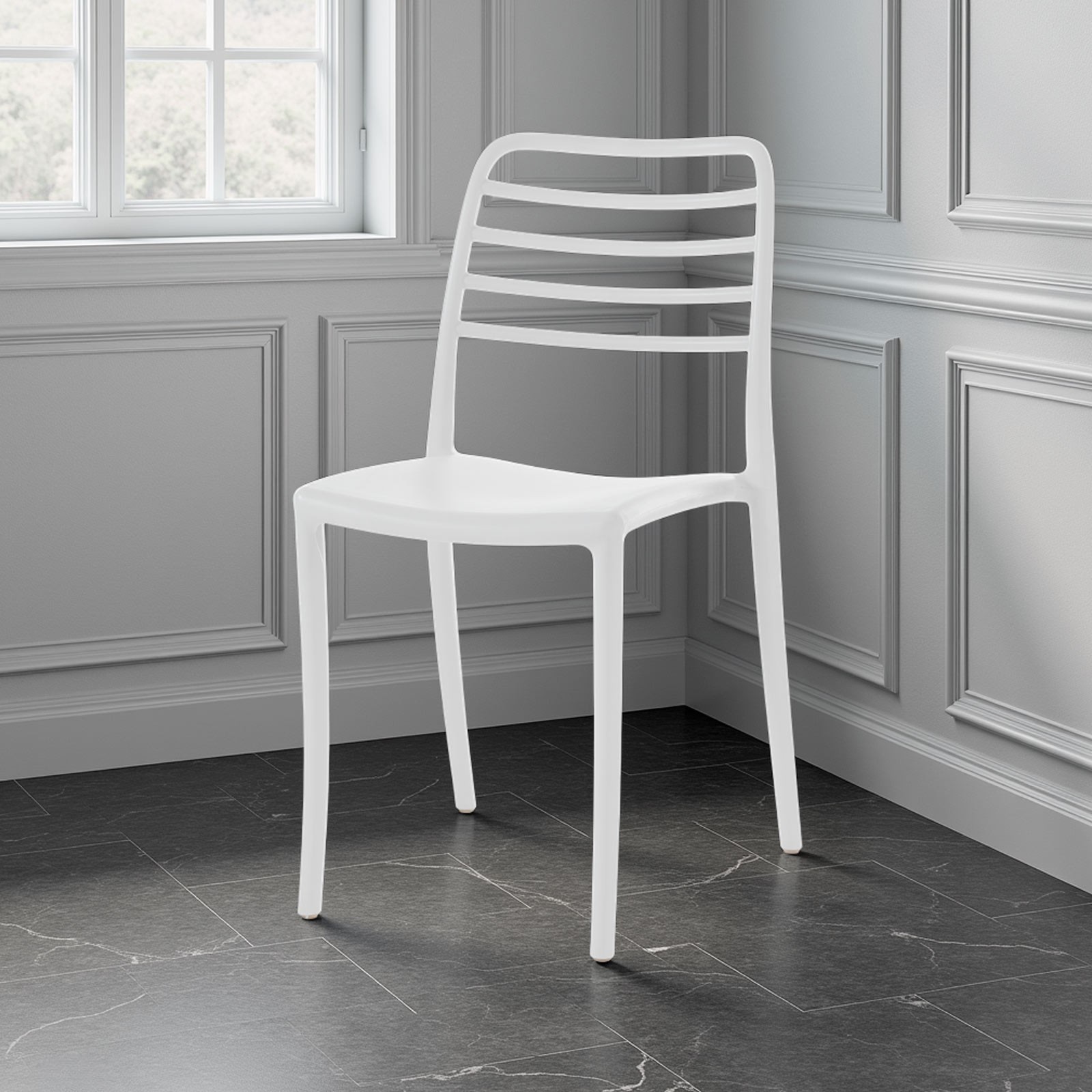 Sedia da Interno / Esterno Anna White in polipropilene Bianca opaco impilabile, 45x53.5xh83 cm