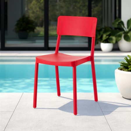 Sedia Interno Esterno Kara Red colore Rosso Opaco Impilabile Resistente Agenti e Raggi UV