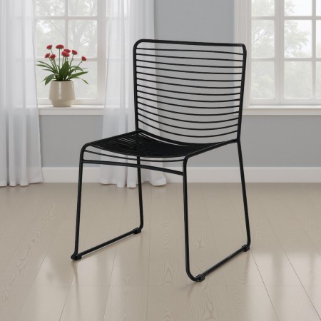 Sedia Interno Esterno Martha Black in Acciaio colore Nero Opaco Impilabile, H.79 L.49 P.53 cm