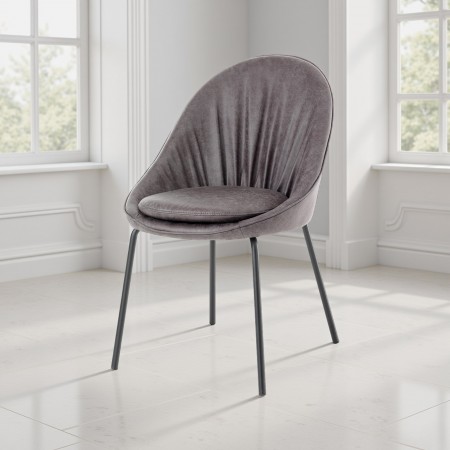 sedia KARA GREY in pelle sintetica con effetto invecchiato di colore Grigio cm. H85 L55 P64