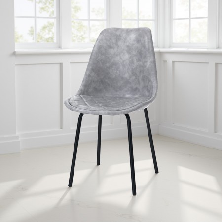 sedia TITO OLD GREY in pelle sintetica con effetto invecchiato di colore Grigio cm. H84 L48 P59