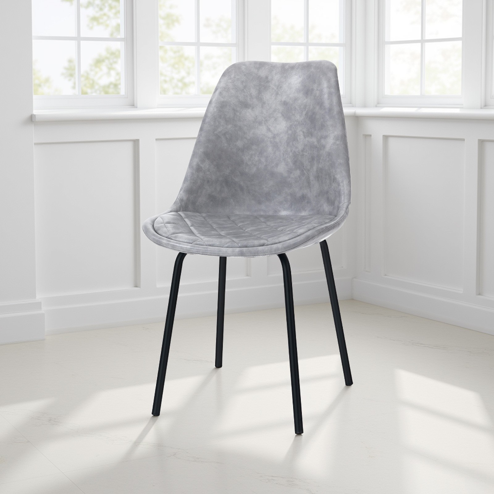 sedia TITO OLD GREY in pelle sintetica con effetto invecchiato di colore Grigio cm. H84 L48 P59