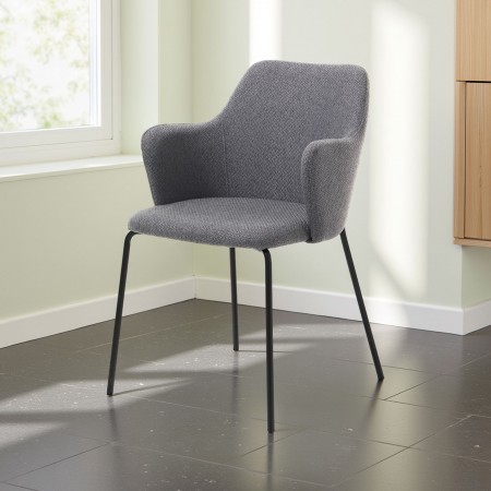 Sedia AGNESE DARK GREY tessuto di colore Grigio scuro, H85 L55 P59 cm
