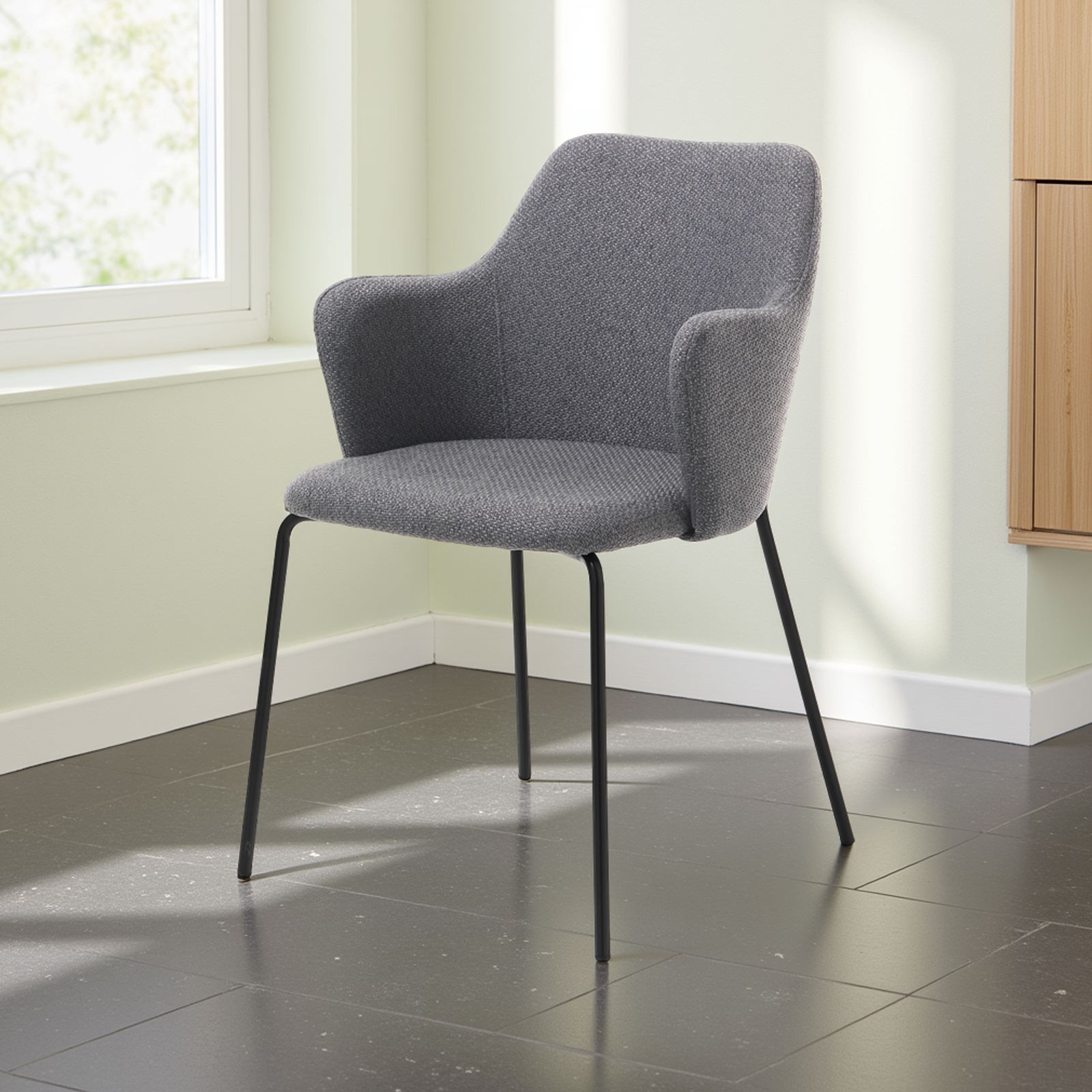 Sedia AGNESE DARK GREY tessuto di colore Grigio scuro, H85 L55 P59 cm